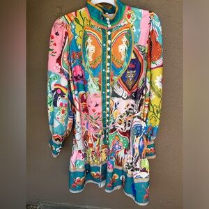 Patterned Colorful mini dress (label missing,,.,Alemais?) sz m…..trending!